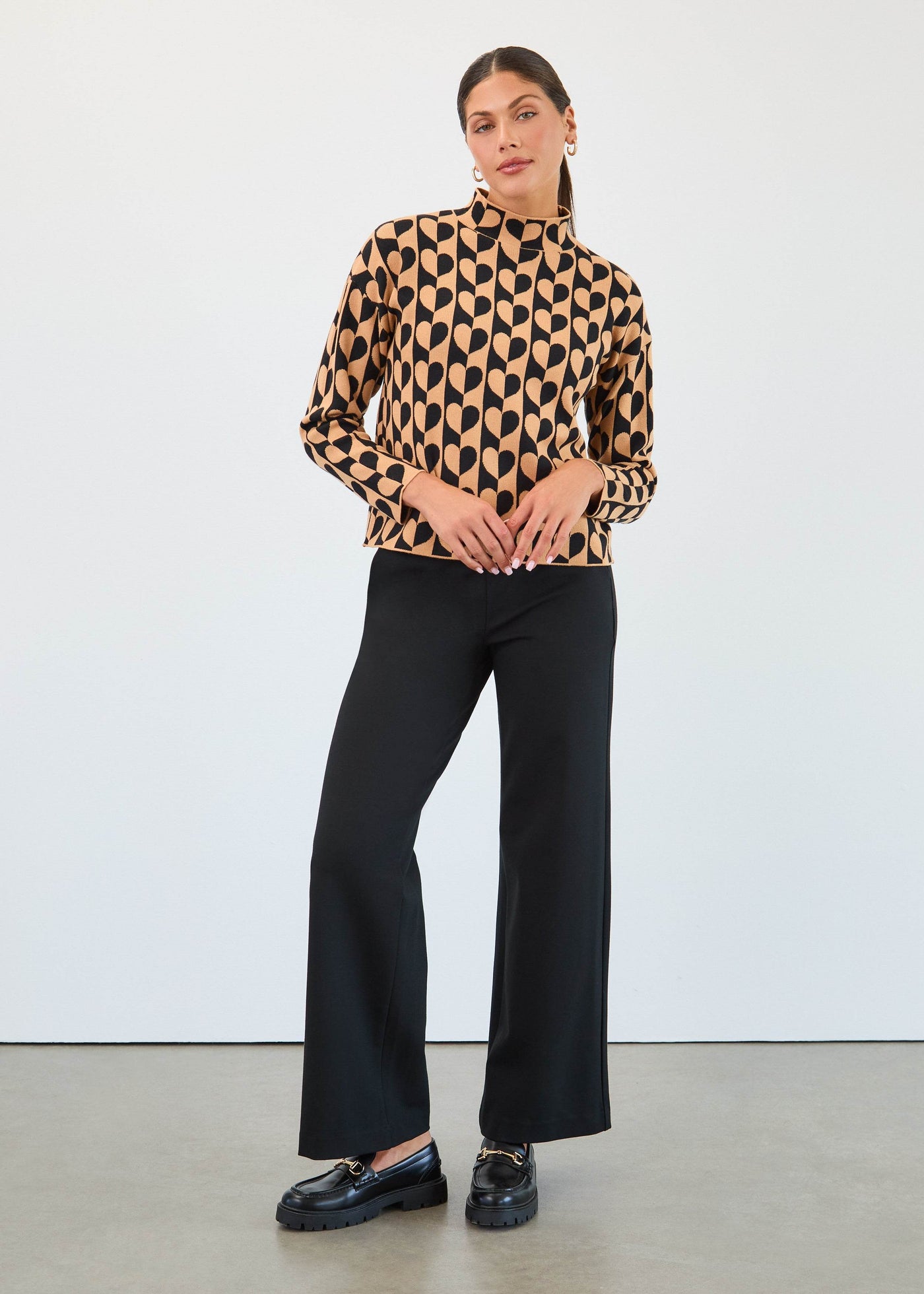 Mock Neck Jacquard Sweater - Dream Pants