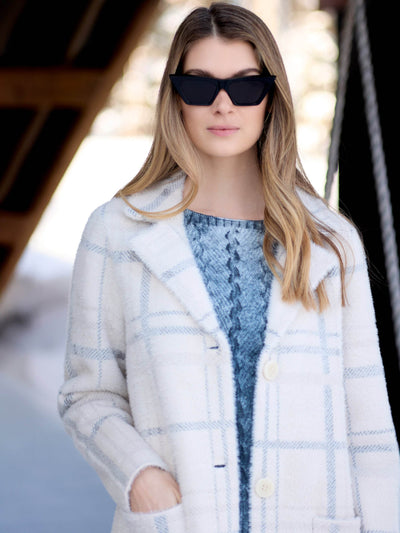 Long Plaid Knit Coatigan - Dream Pants
