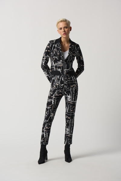 Joseph Ribkoff Face Print Cropped Pants 