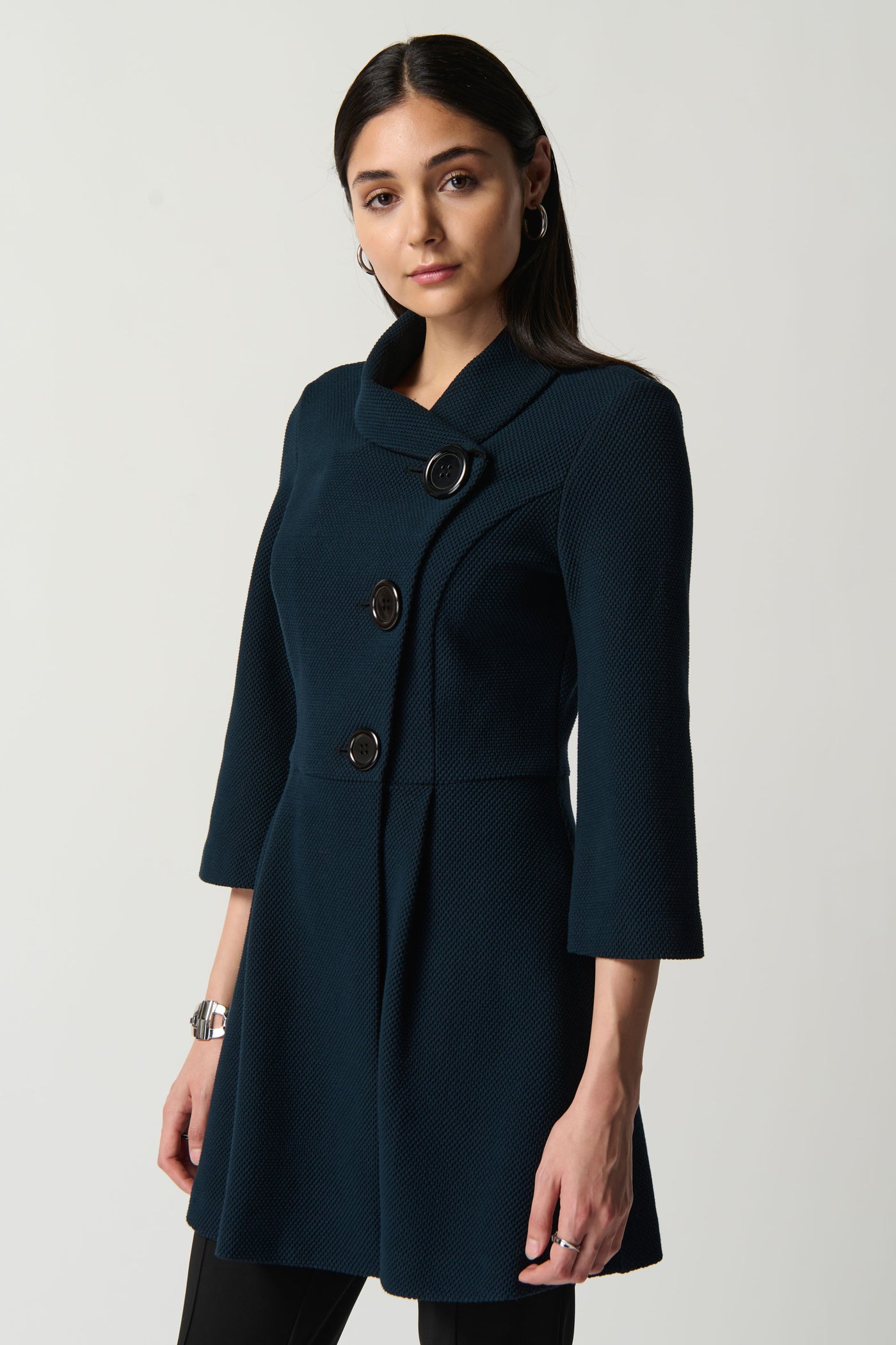 Joseph Ribkoff Textured Jacquard Peplum Coat 