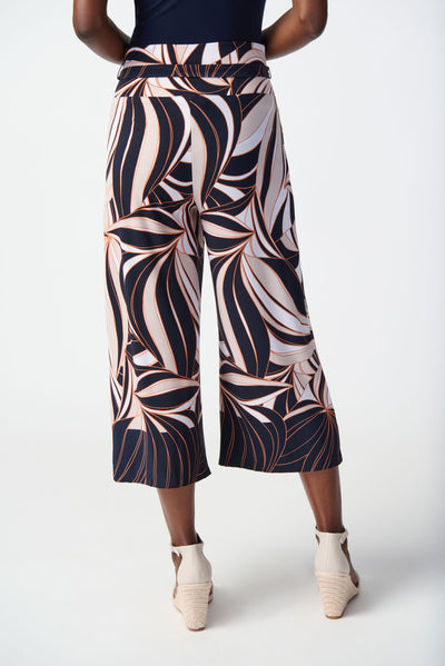 Joseph Ribkoff Tropical Print Silky Knit Pull-On Culotte Pants 