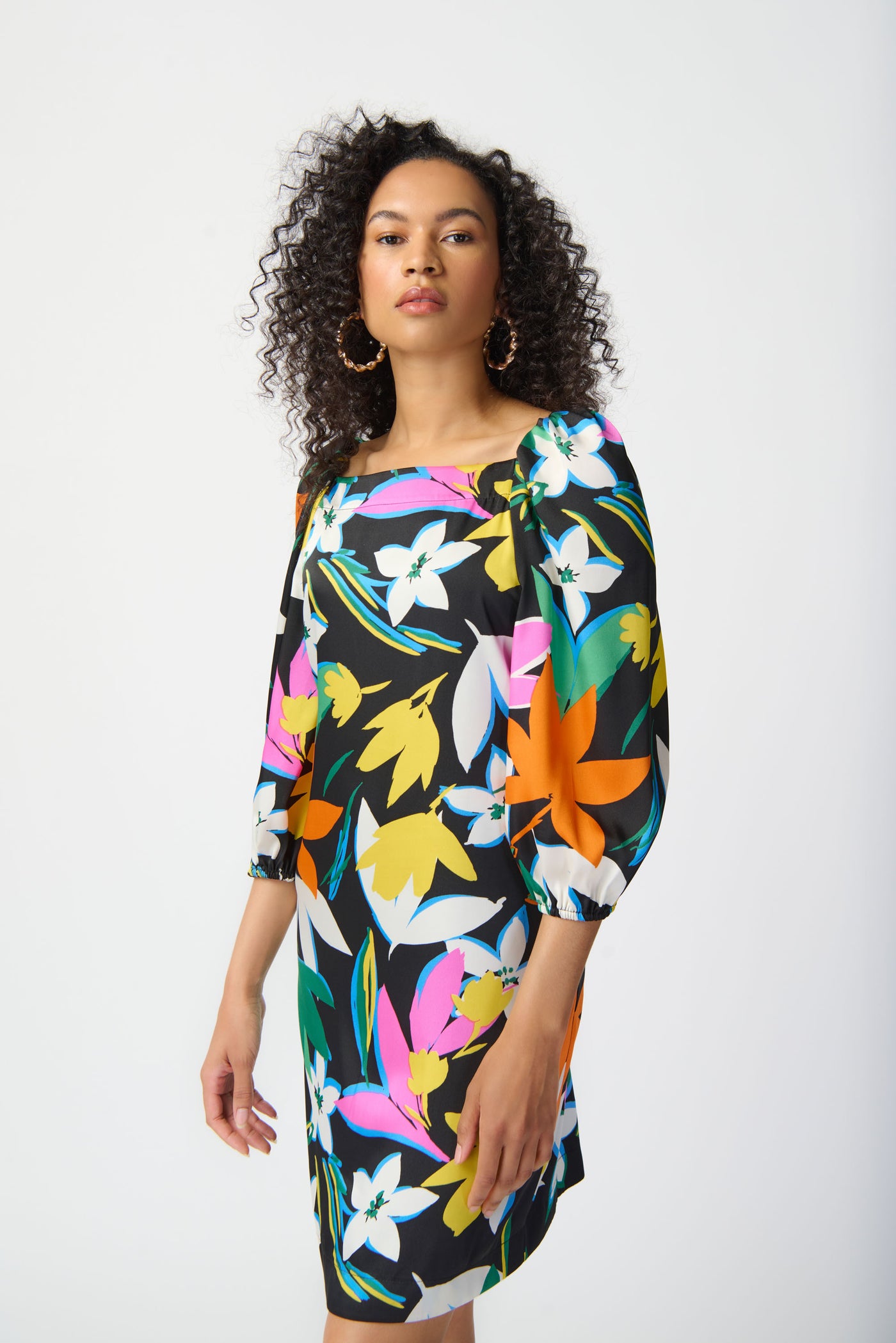 Joseph Ribkoff Floral Print Satin Dress 