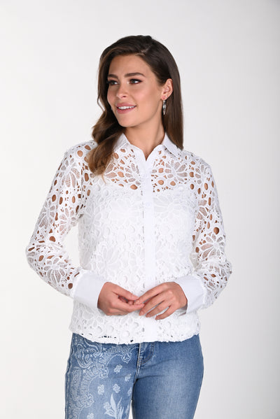 Flower Cut-Out Blouse Frank Lyman