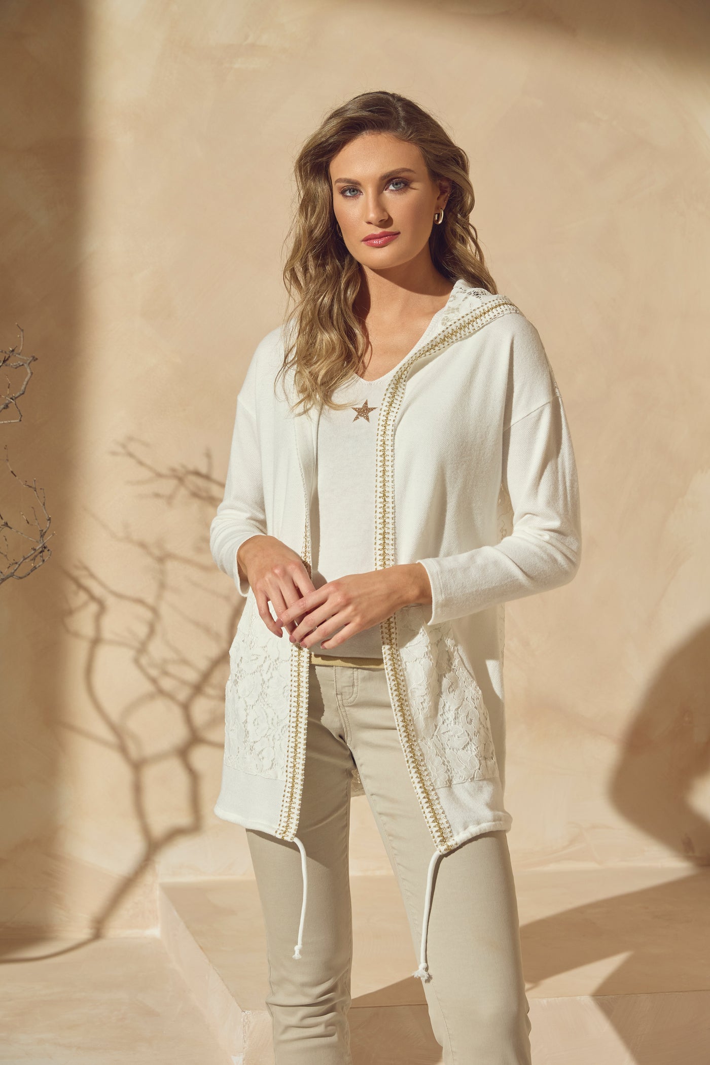 Lace-Back Hooded Cardigan Frank Lyman