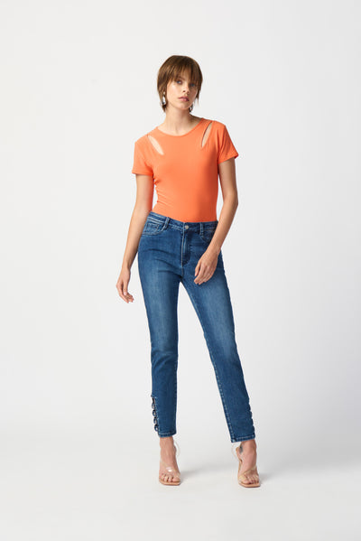 Joseph Ribkoff Classic Slim Jeans with Embellished Hem 