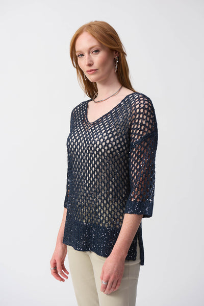 Open Stitch Sweater with Sequins Joseph Ribkoff