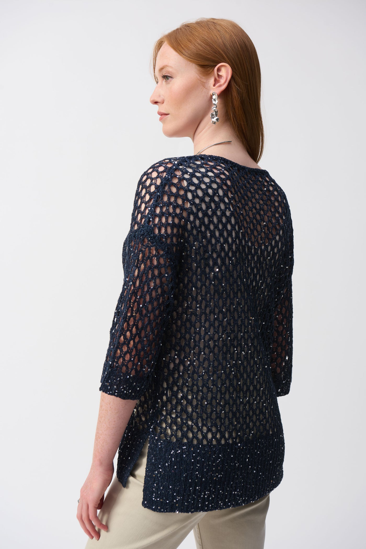 Open Stitch Sweater with Sequins Joseph Ribkoff