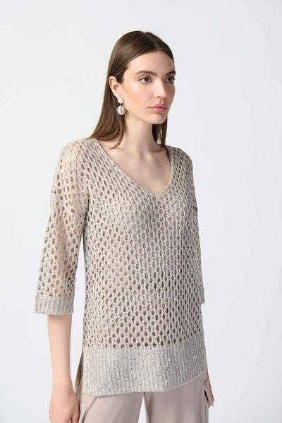 Open Stitch Sweater with Sequins Joseph Ribkoff