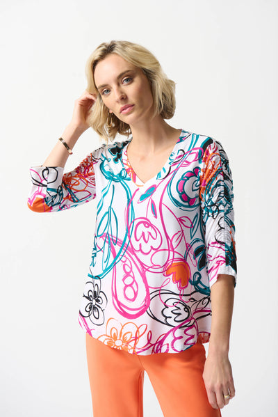 Joseph Ribkoff Silky Knit Paisley Print Top 