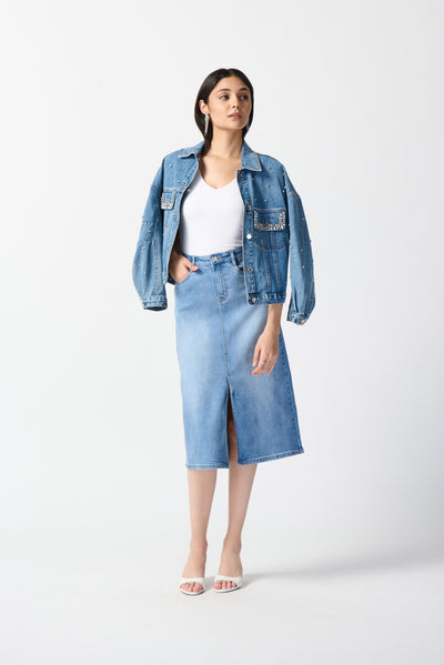 Joseph Ribkoff Denim A-Line Skirt 