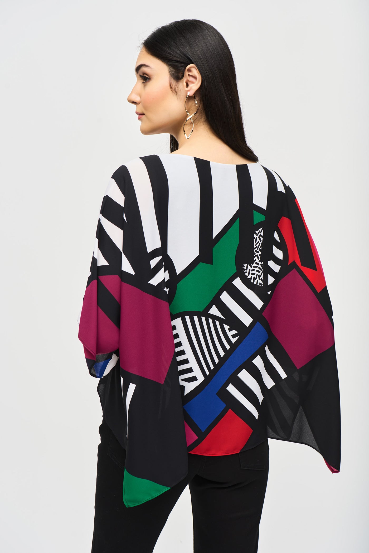 Abstract Print Georgette Poncho Top Joseph Ribkoff