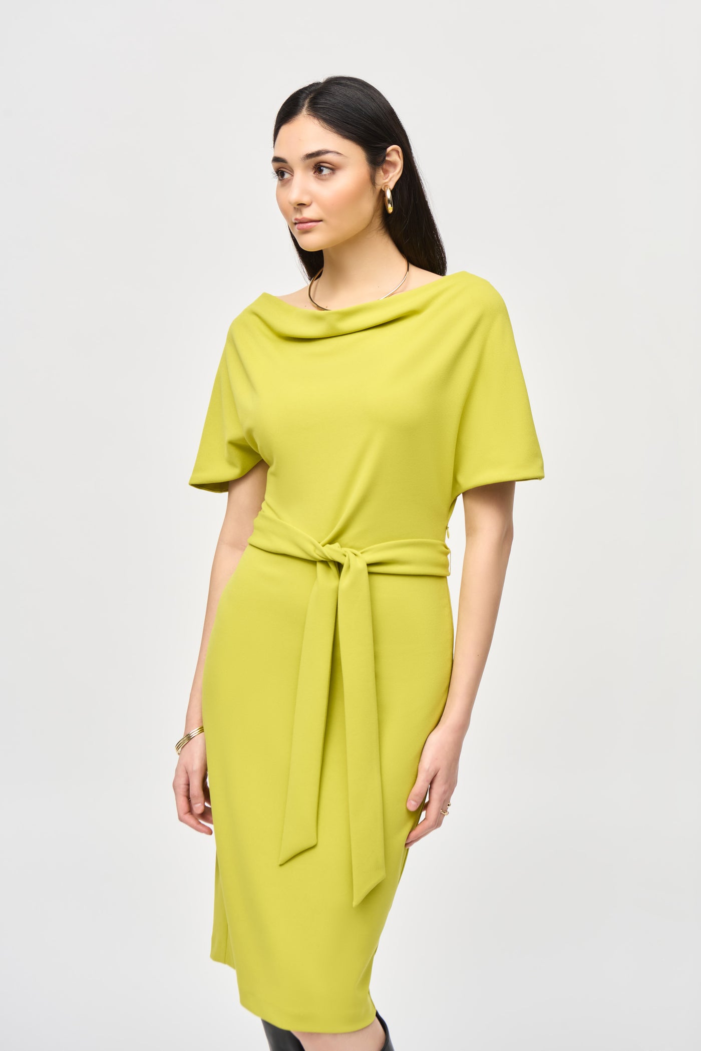 Scuba Crepe Belted Sheath Dress Joseph Ribkoff