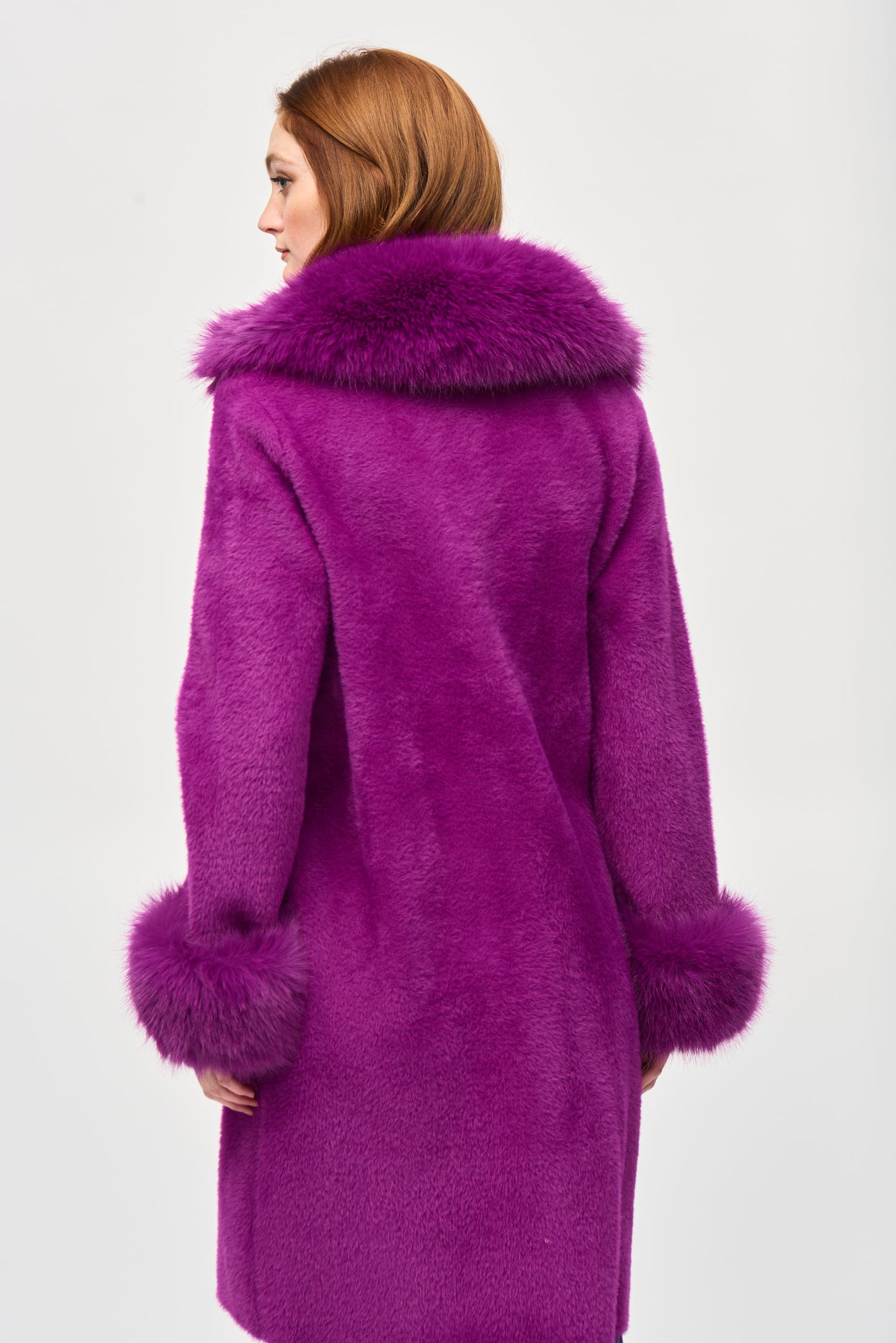 Feather Yarn and Faux Fur Sweater Coat Joseph Ribkoff