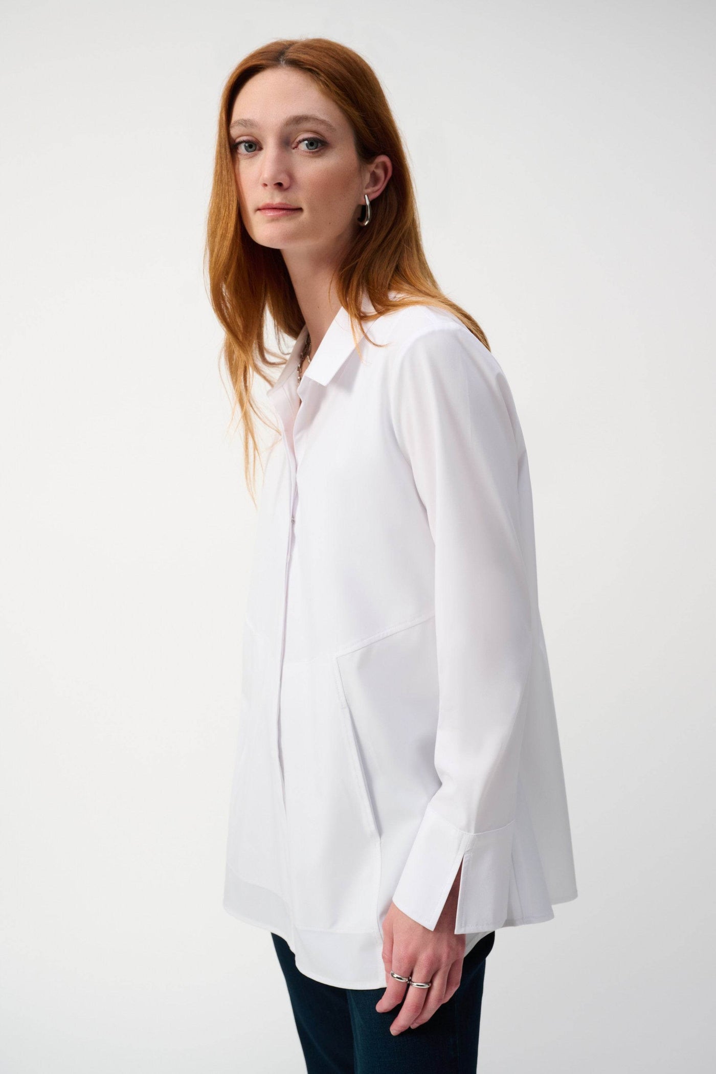 Woven Button-Down Blouse With Pockets - Dream Pants