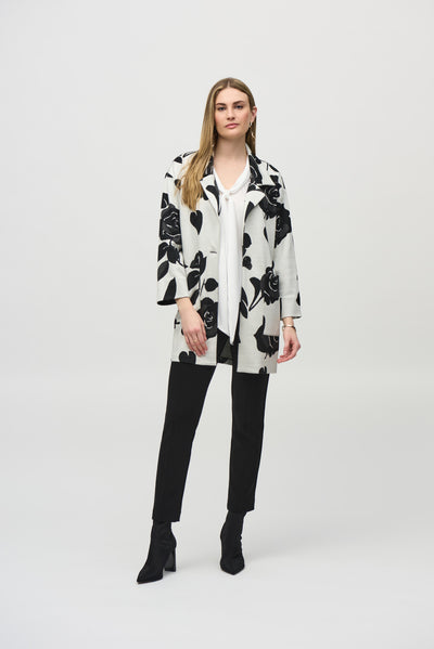 Jacquard Sweater Floral Straight Coat Joseph Ribkoff