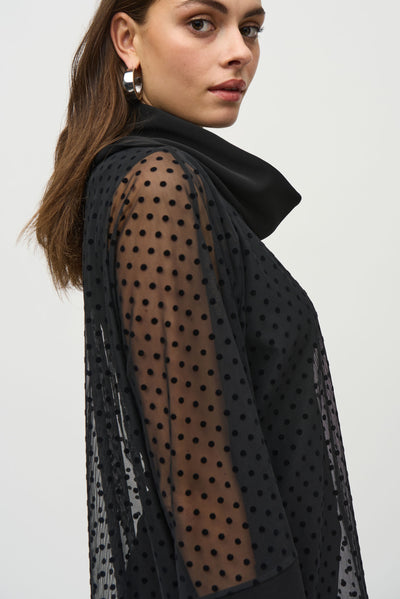 Dot Mesh And Silky Knit Layered Tunic Joseph Ribkoff