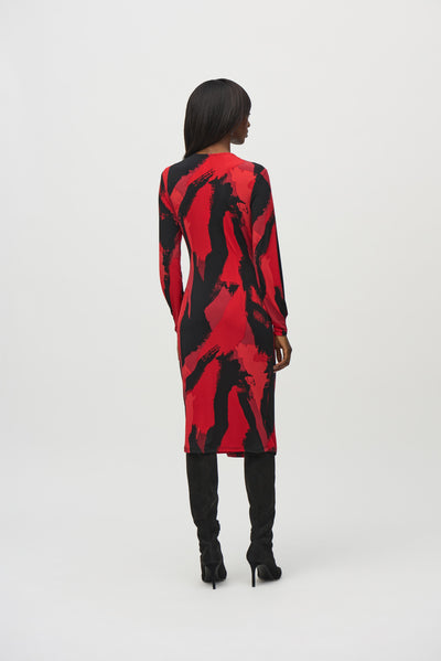 Silky Knit Abstract Print Wrap Dress Joseph Ribkoff