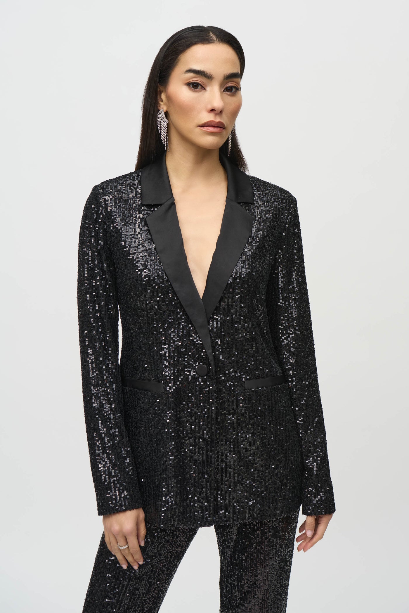 Sequined Blazer With Satin Lapel Joseph Ribkoff