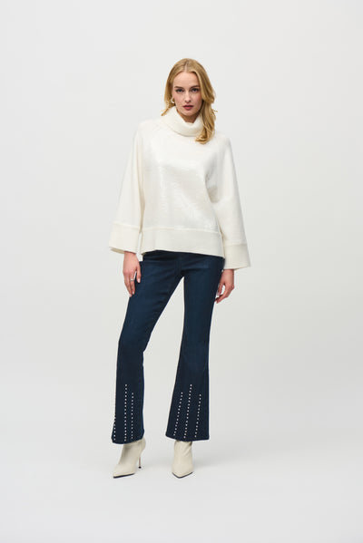 Classic Flared Denim Pants with Stone Rivets Joseph Ribkoff