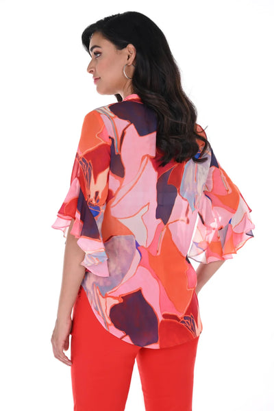 Frank Lyman Printed Draped Sleeve Blouse 