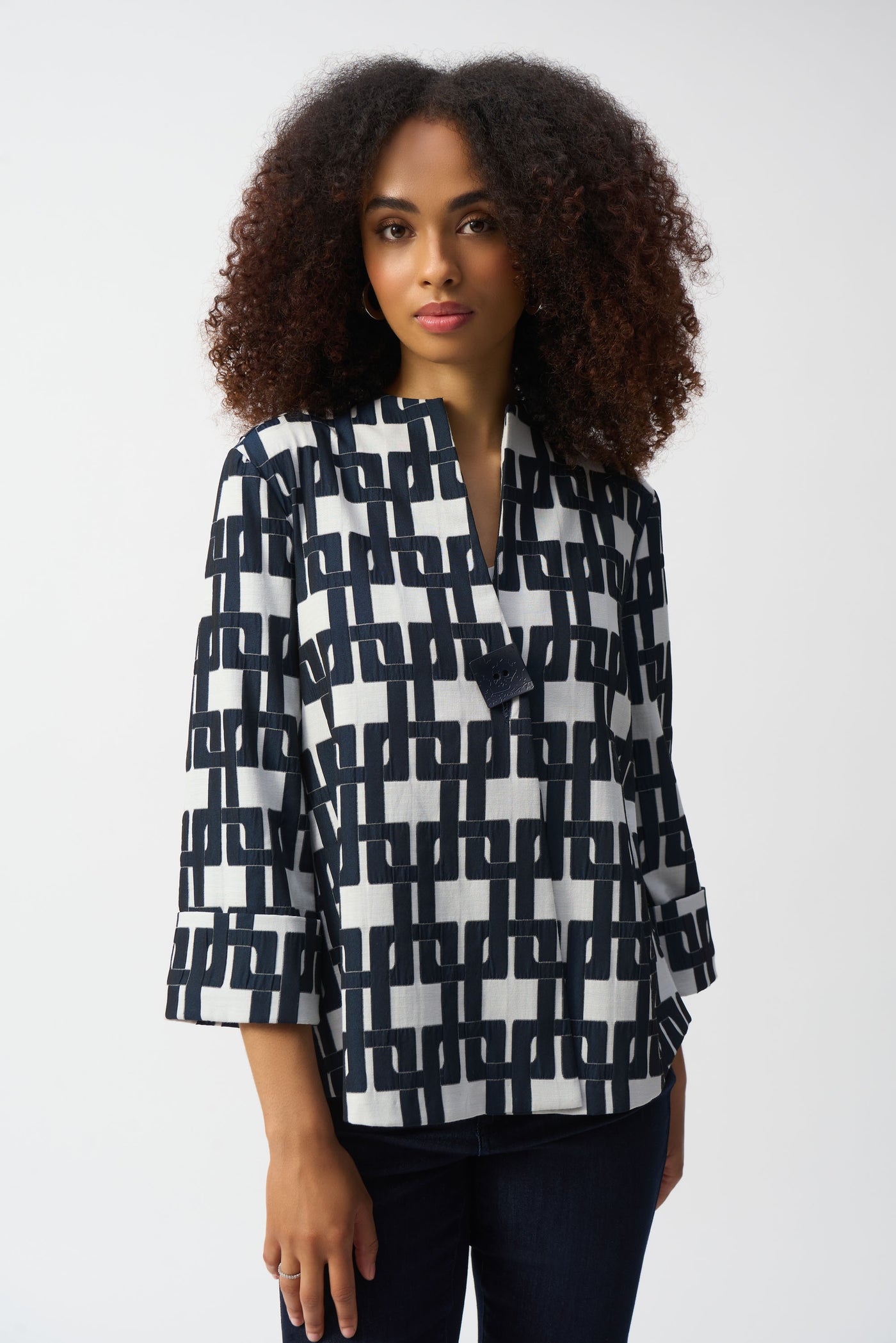 Geometric Jacquard Trapeze Jacket Joseph Ribkoff