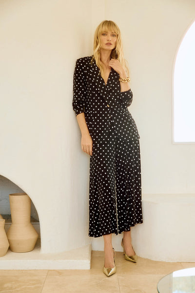 Silky Knit Dot Print Pull-On Culotte Pants Joseph Ribkoff