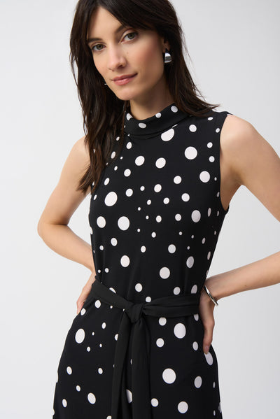 Silky Knit Dot Print Fit And Flare Dress Joseph Ribkoff