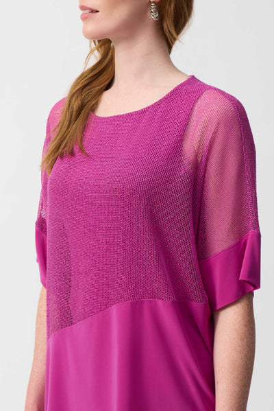 Mesh And Silky Knit Cocoon Top Joseph Ribkoff