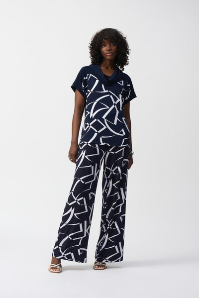 Woven Abstract Print Boxy Top Joseph Ribkoff