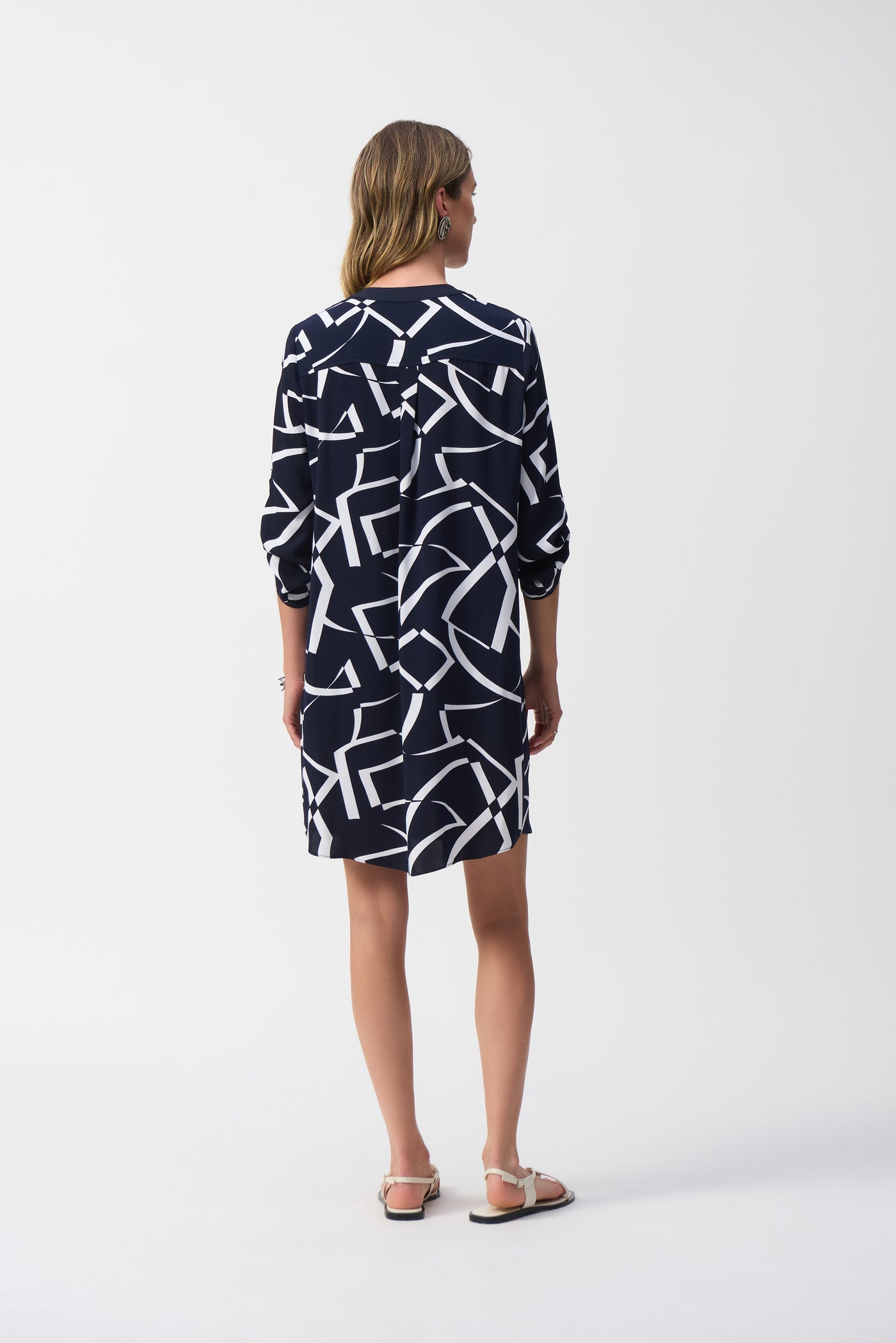 Woven Geometric Print Straight Dress Joseph Ribkoff