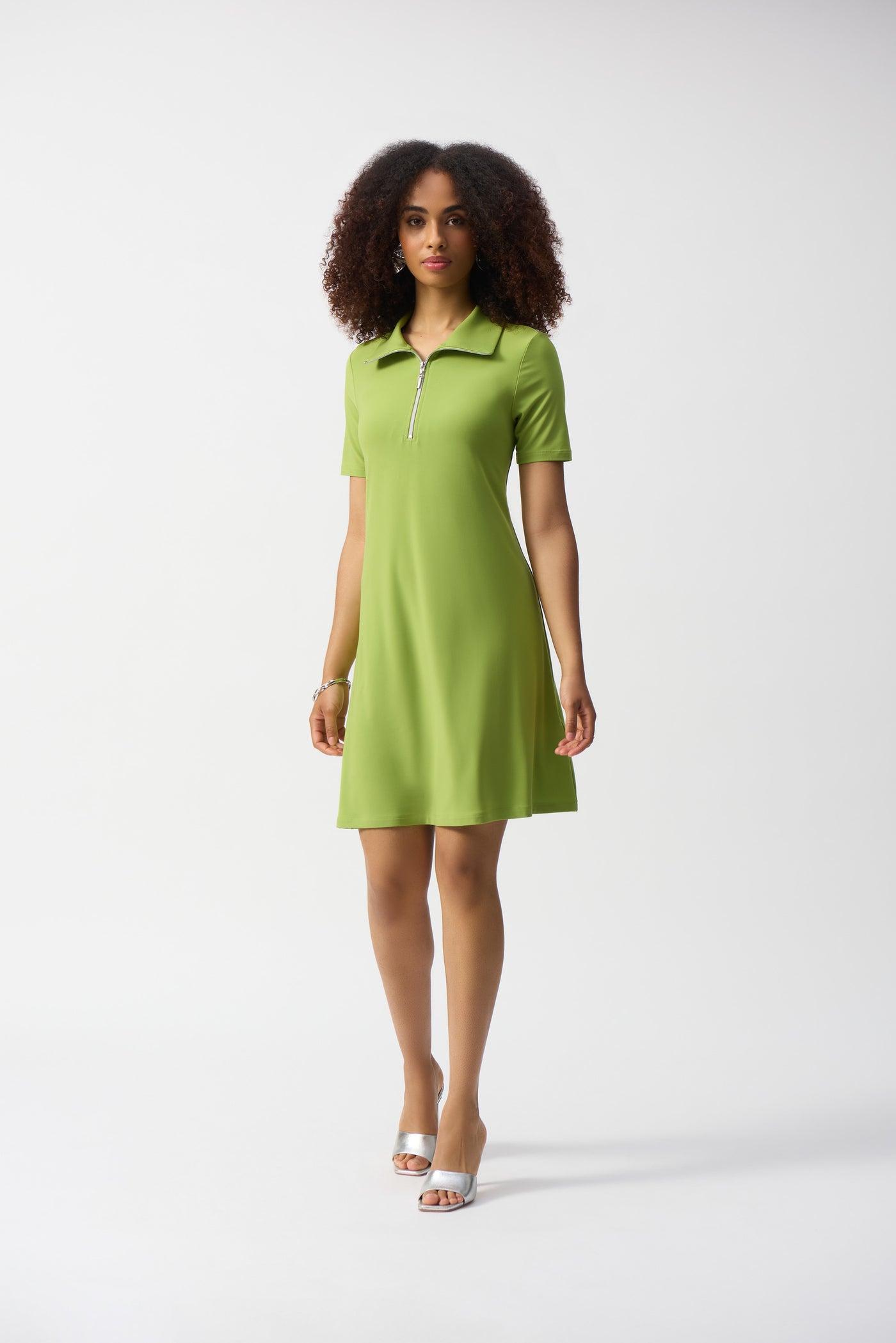 Silky Knit Zipped Collar Trapeze Dress Joseph Ribkoff