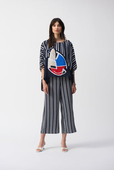 Woven Stripe Print Culotte Pants Joseph Ribkoff