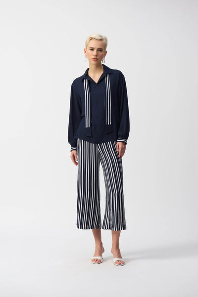 Georgette Top with Woven Stripe Scarf - Dream Pants