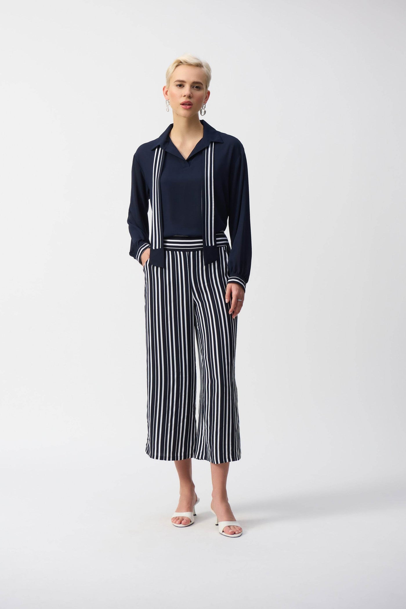Georgette Top with Woven Stripe Scarf - Dream Pants