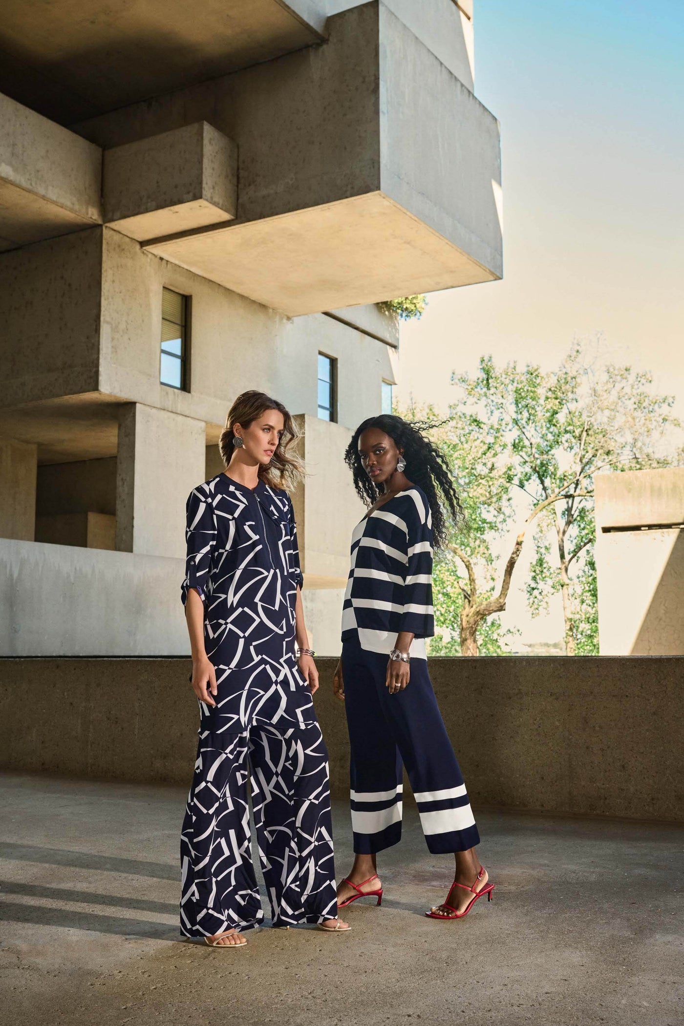 Silky Knit Geometric Wide Leg Pants - Dream Pants