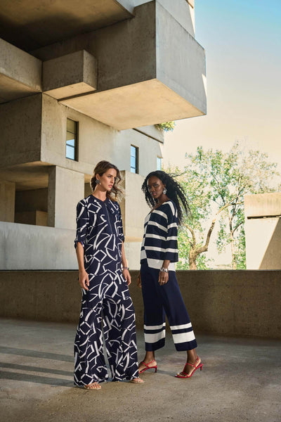 Silky Knit Geometric Wide Leg Pants - Dream Pants