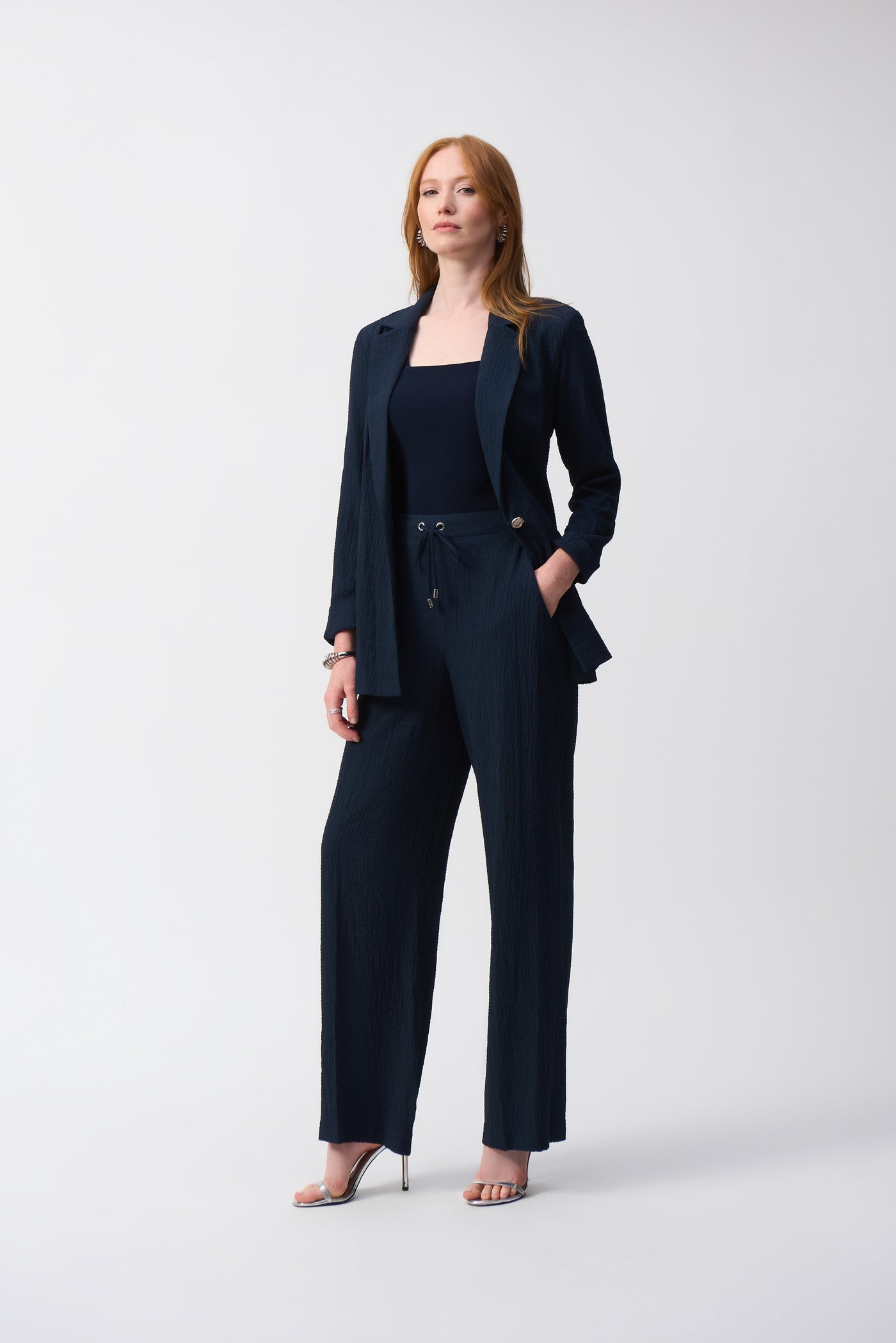 Seersucker Wide Leg Pull-On Pants Joseph Ribkoff