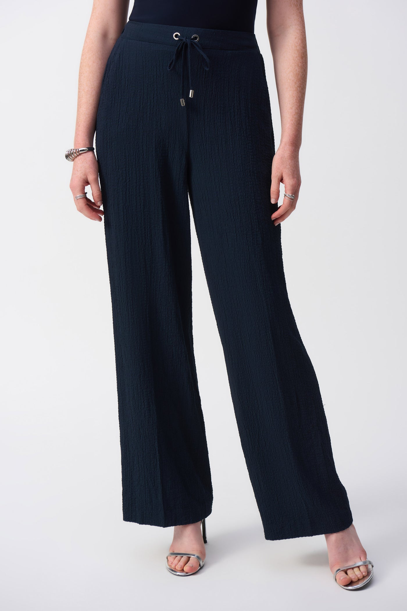 Seersucker Wide Leg Pull-On Pants Joseph Ribkoff