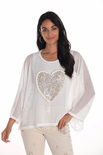 Sequin Heart Mesh Top - Dream Pants
