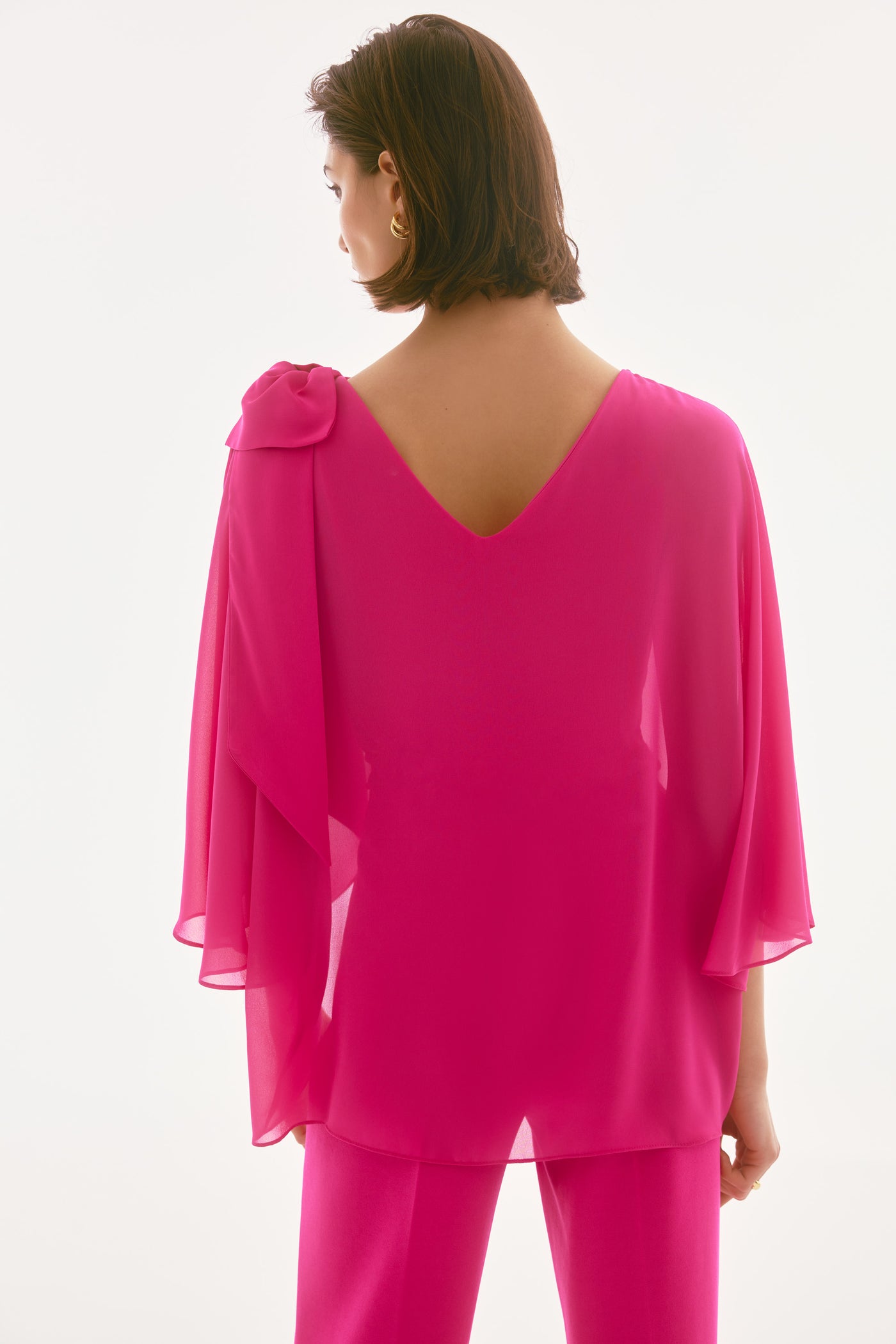 Signature Chiffon and Silky Knit Poncho Top Joseph Ribkoff