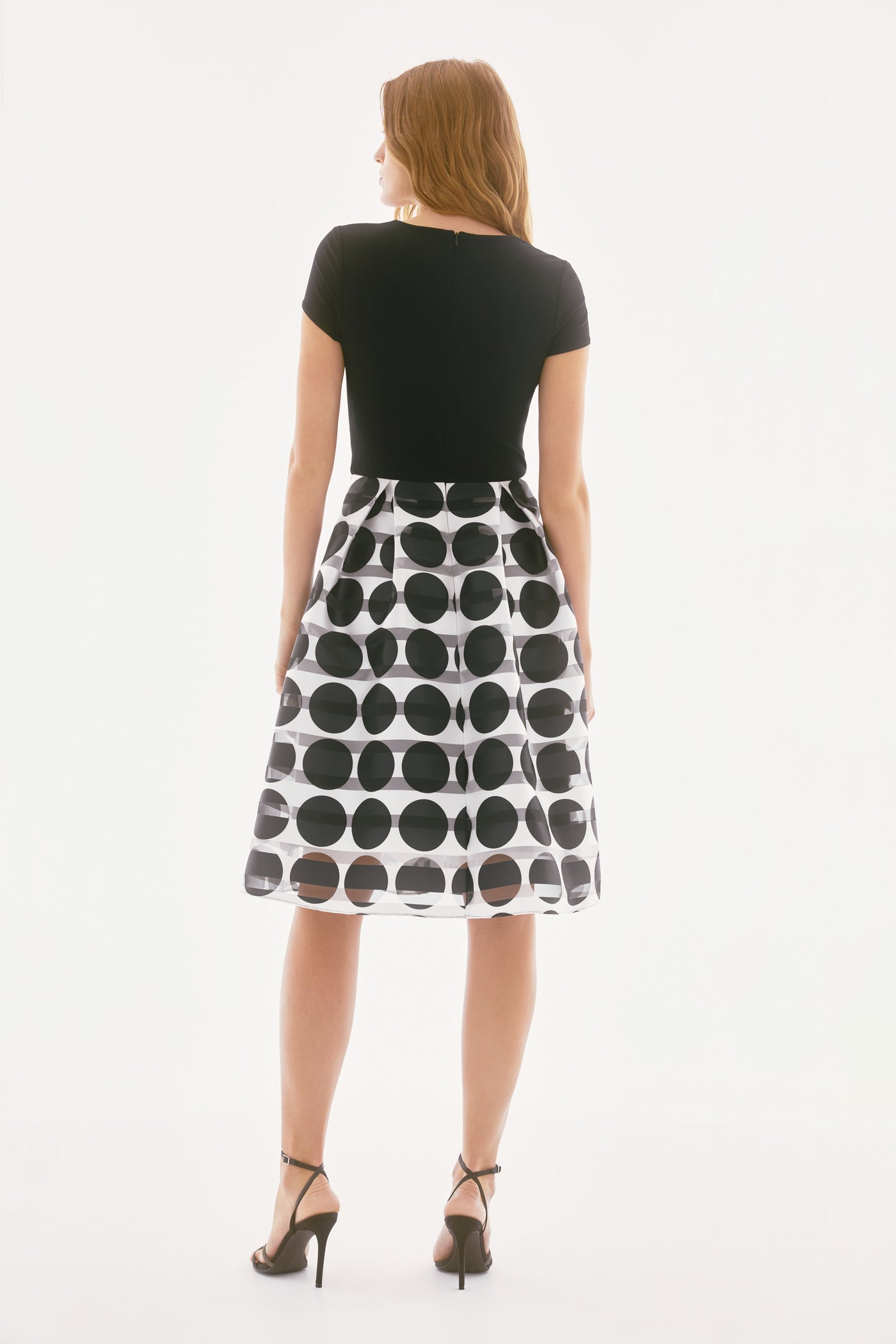 Signature Silky Knit And Novelty Dot Full Skirt Dress Joseph Ribkoff