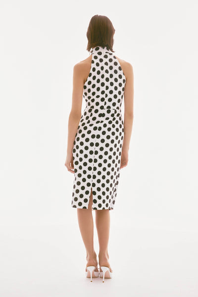 Signature Lux Twill Polka Dot Print Halter Dress - Dream Pants