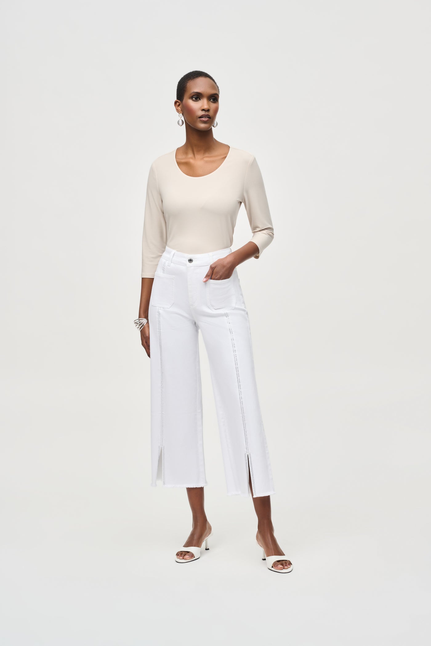 Culotte Jeans With Embellished Front Seam Joseph Ribkoff