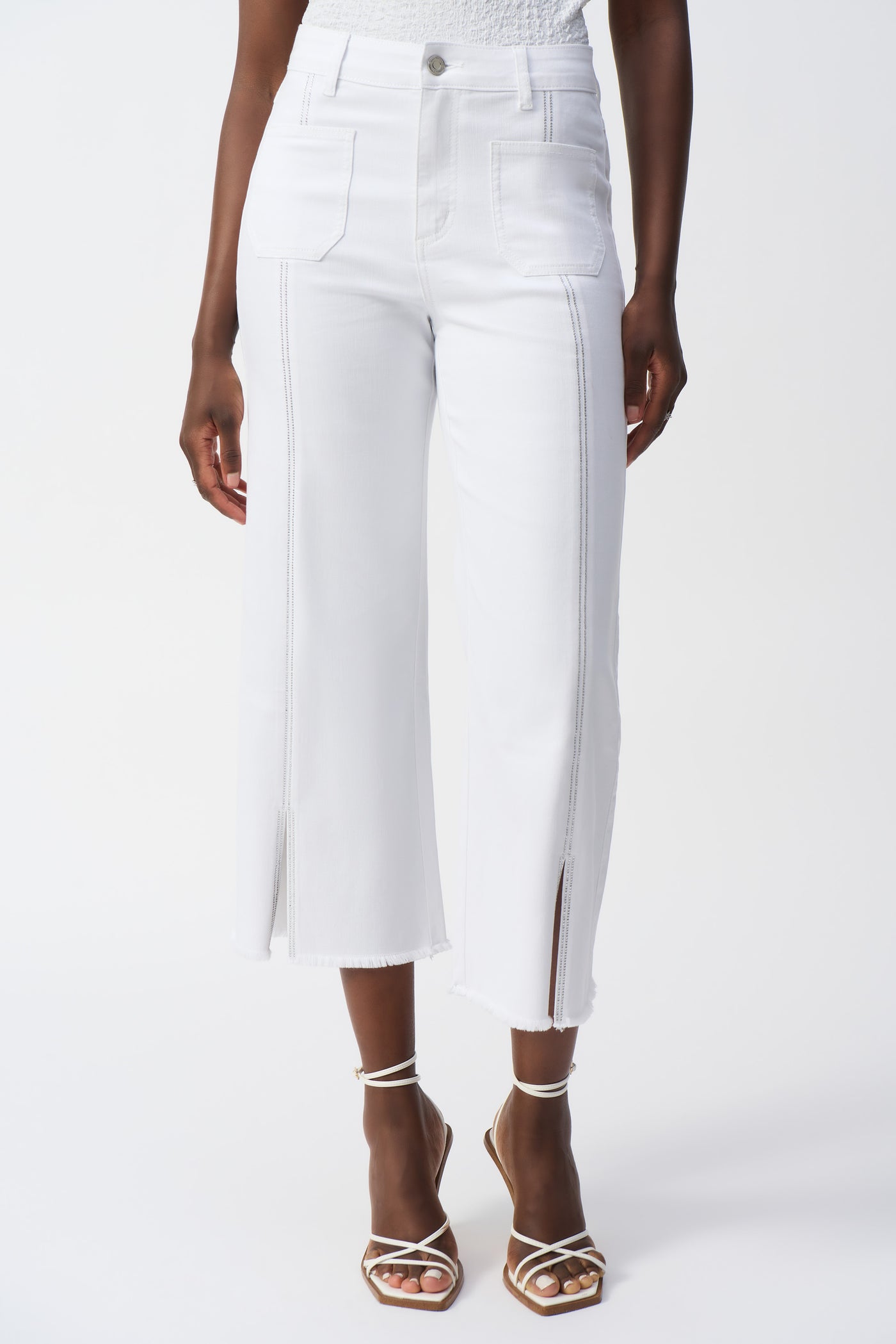 Culotte Jeans With Embellished Front Seam Joseph Ribkoff