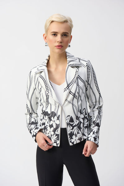 Faux Suede Floral Print Jacket Joseph Ribkoff