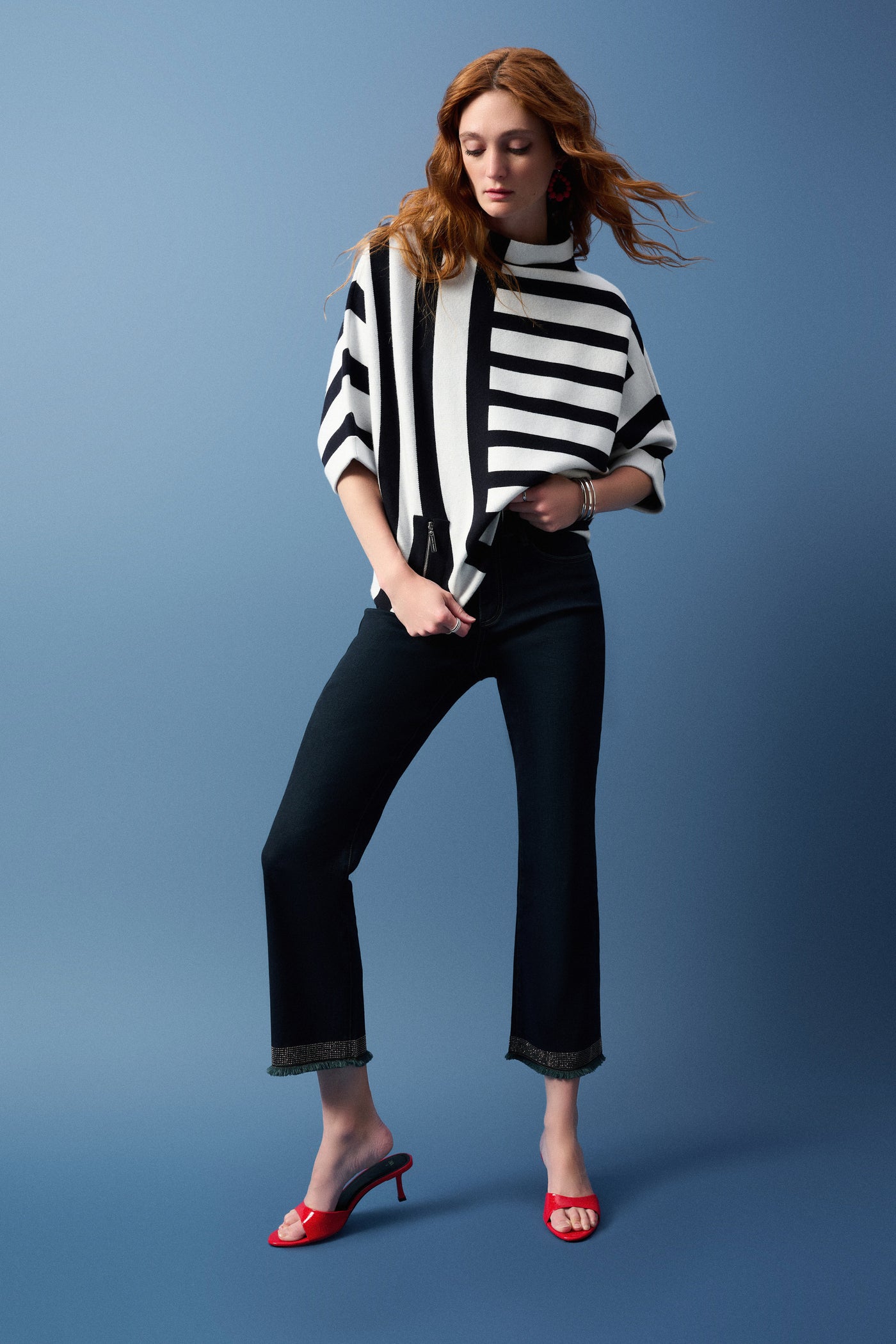 Jacquard Stripe Sweater Knit Pullover Joseph Ribkoff