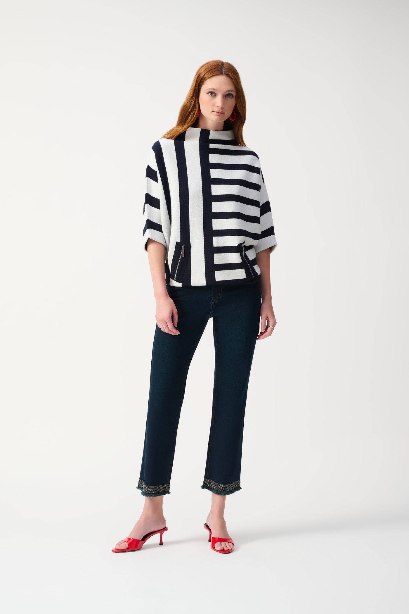 Jacquard Stripe Sweater Knit Pullover Joseph Ribkoff