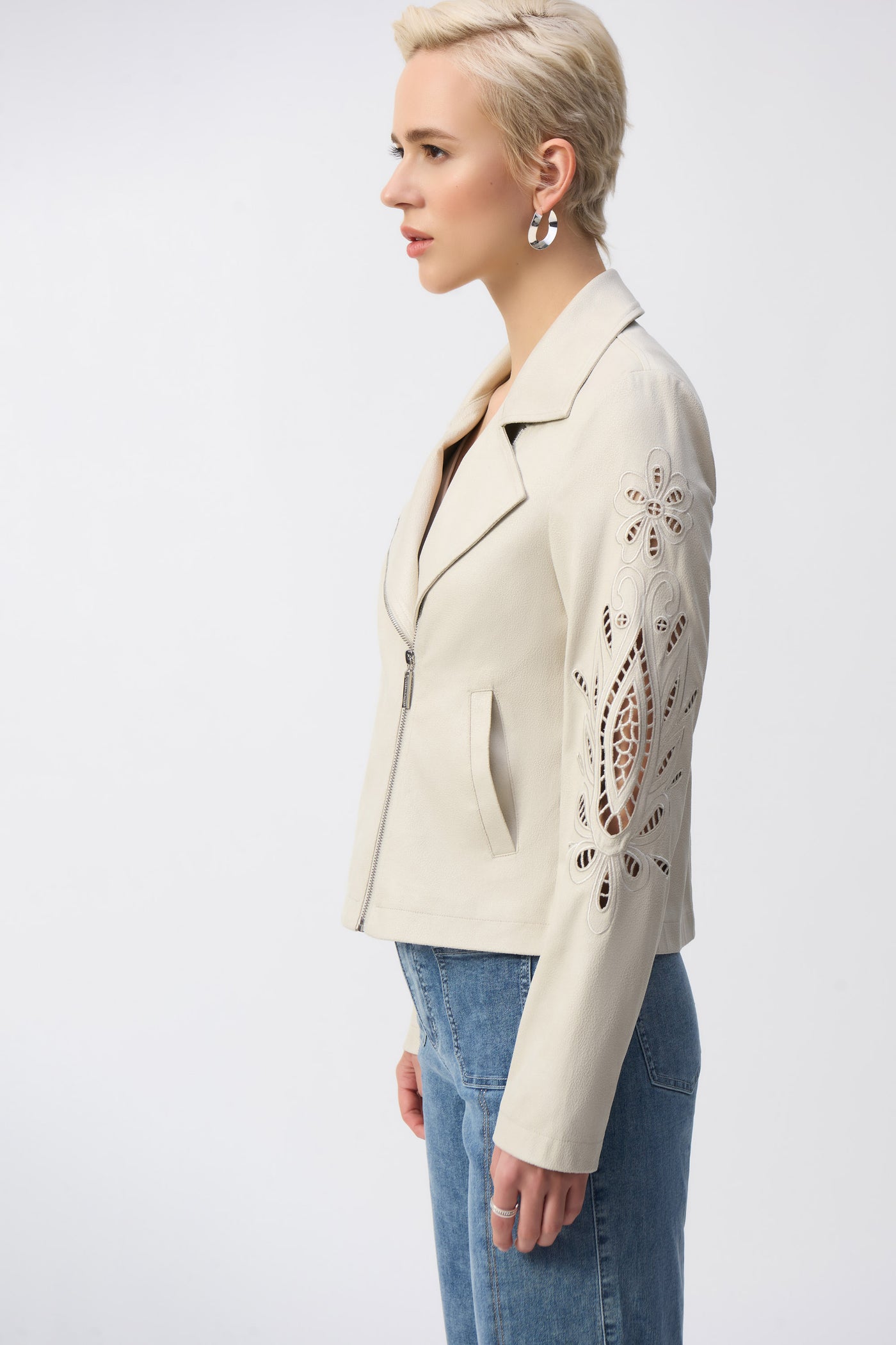 Foiled Faux-Suede Moto Jacket Joseph Ribkoff