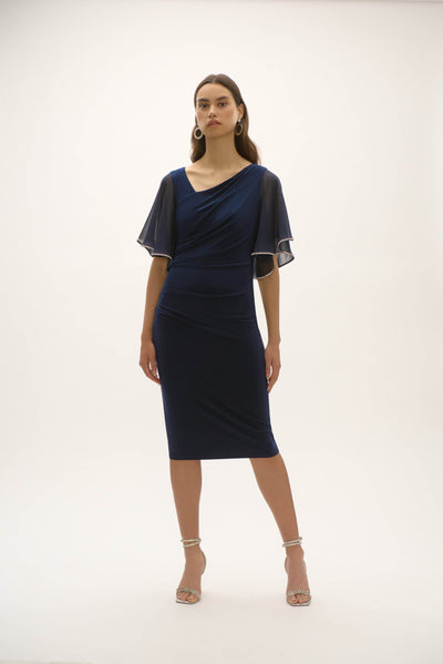 Signature Silky Knit And Chiffon Sheath Dress - Dream Pants