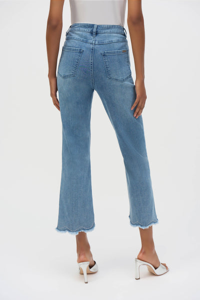 Stretch Straight Crop Jeans with Embroidery